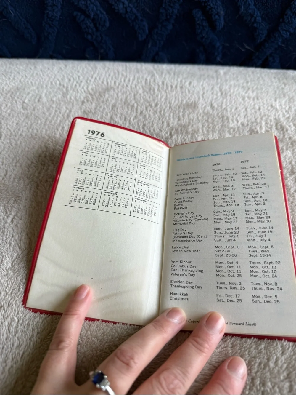 Vintage 1976 Mini Date Book Calendar Unused